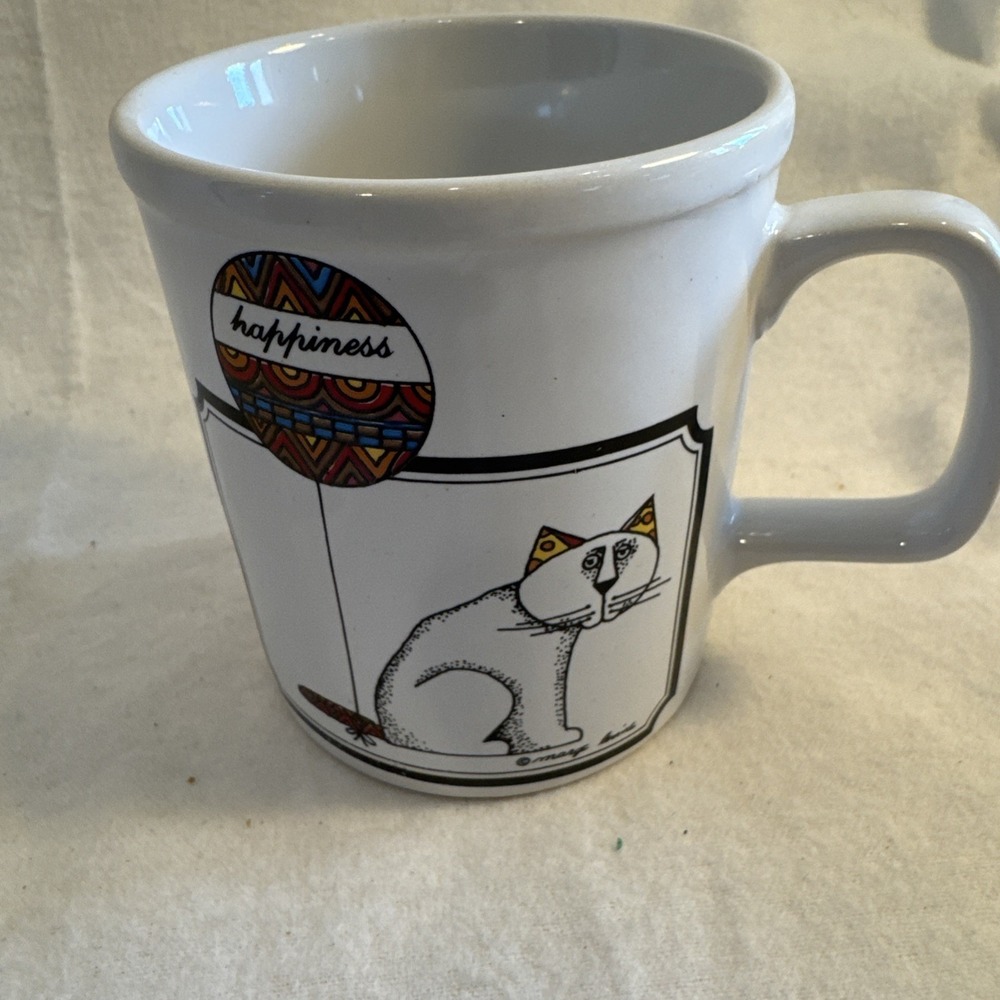 Marge Levine Vintage Cat Cup Mug‎ Coffee Happiness Made in Japan NEW Kitty